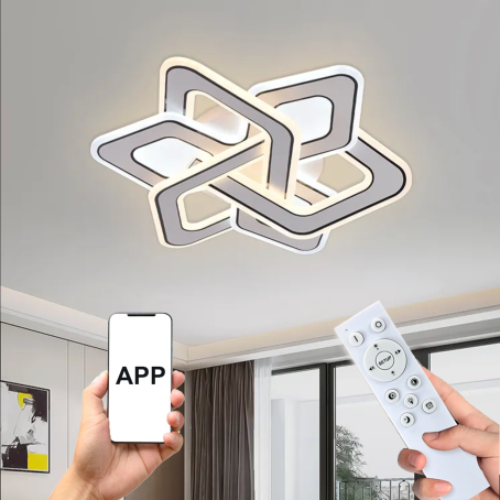 Abajur LED modern tip plasă, cu telecomandă și control mobil