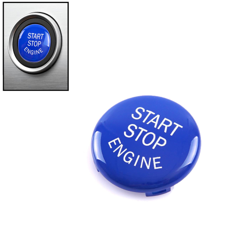 Capac / ornament buton start-stop pentru BMW Seria E E60 E61 E87 E90 E91 E92 E70 Albastru