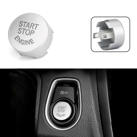 Buton/ornament pentru buton start-stop cu sistem OFF pentru BMW Seria F 3 5 7 X F30 F10 F11 F01, Gri