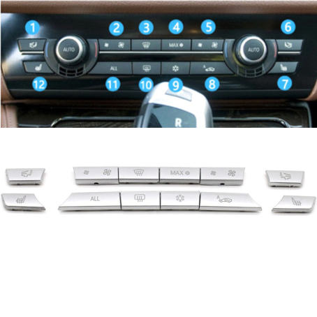Set buton aer condiționat pentru BMW 5 6 7 F10 F01 F11 F06 F07, 12 buc. CROM