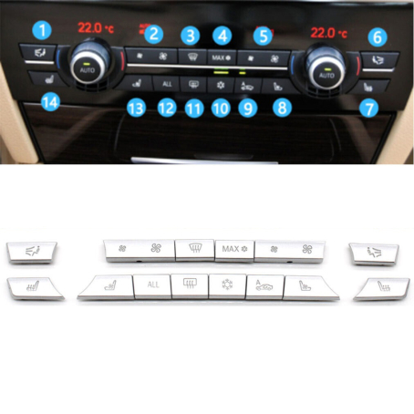 Butoane de control al aerului condiționat pentru BMW 5 6 7 F10 F01 F11 F06 F07, 14 buc. GRI