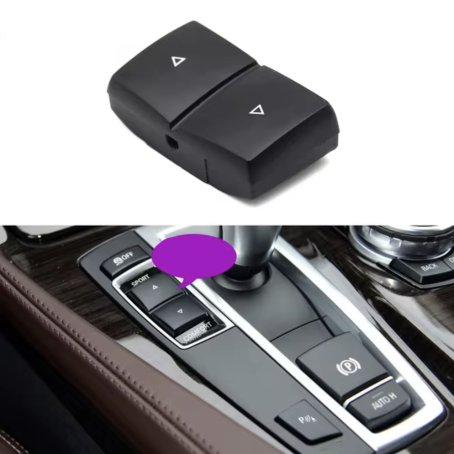 Buton săgeți Sport / Eco Pro, negru, pentru BMW Seria 5 6 X3 X4 F10 F11 F06 F12 F13 F25 F26 (2010-2019)