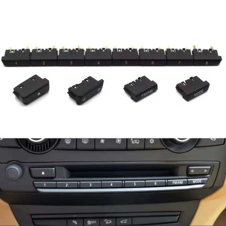 Set 10 bucăți butoane pentru radio, Model B, la BMW X5 X6 E70 E71 E72 (2007-2013) - (FM/AM, MODE)