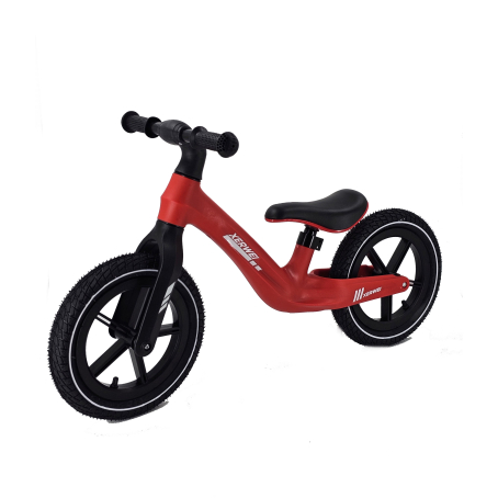 Bicicletă de echilibru (fără pedale) pentru copii cu anvelope gonflabile și șa reglabilă – roșu