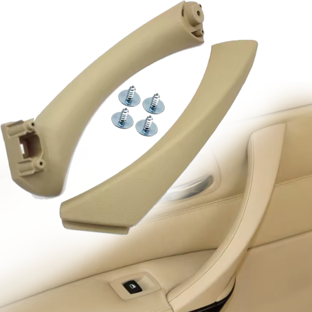 Mâner interior stâng pentru BMW seria 3 E90 E91, bej, 2 piese cu elemente de fixare