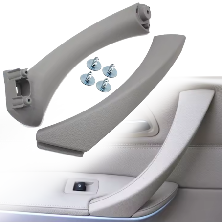 Mâner interior stâng pentru BMW seria 3 E90 E91, gri, 2 piese cu elemente de fixare