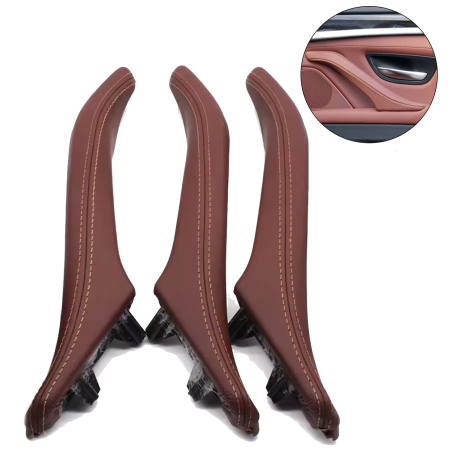 Set de 3 mânere interioare complete pentru BMW Seria 5 F10 F11, rosu-maro