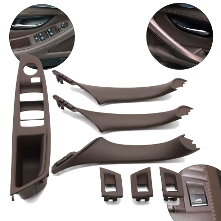 Set complet mânere interioare pentru BMW Seria 5 F10 F11, moka, piese interioare și panou fără funcție de pliere