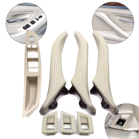 Set complet mânere interioare pentru BMW Seria 5 F10 F11, bej deschis, mânere complete.
