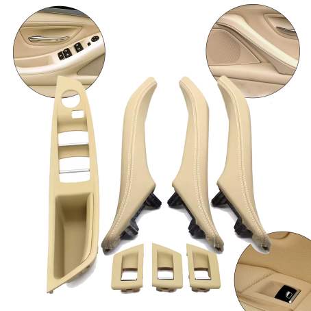 Set complet mânere interioare pentru BMW Seria 5 F10 F11, bej, mânere și panou fără funcție de rabatare/pliere