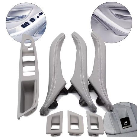 Set complet mânere interioare pentru BMW seria 5 F10 F11, gri, mânere și panou fără retragere oglinzi