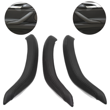 Set de 3 mânere interioare pentru BMW X5 X6 F15 F16, negre, huse din piele