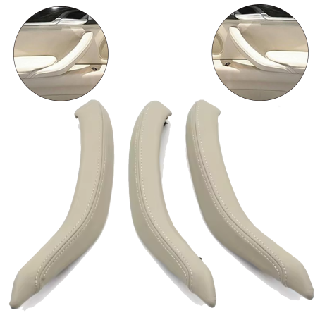 Set de 3 mânere interioare pentru BMW X5 X6 F15 F16, bej deschis, huse din piele