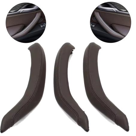 Set de 3 mânere interioare pentru BMW X5 X6 F15 F16, moka, huse din piele