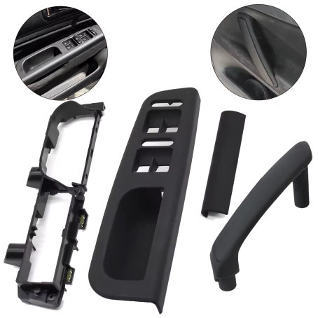 Set mânere negre pentru ușile din față la VW Passat B5 B5.5 (1996–2005), cu 4 geamuri electrice