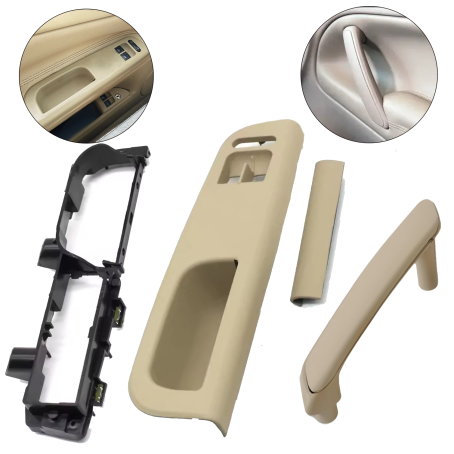 Set mânere bej pentru ușile din față la VW Passat B5 B5.5 (1996–2005), cu 2 geamuri electrice
