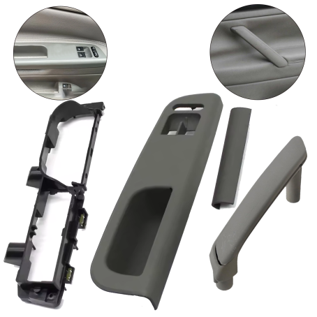 Set mânere gri pentru ușile din față la VW Passat B5 B5.5 (1996-2005), cu 2 geamuri electrice