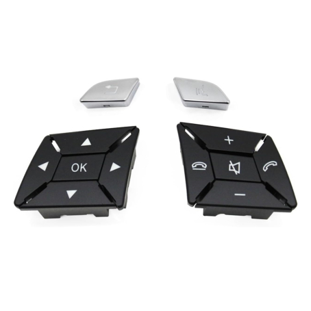 Butoane pentru volan pentru Mercedes-Benz W204 W212 W207 X204 W246 W218 W176 W172 A/B/C/E/GLK/CLA, negru cu crom