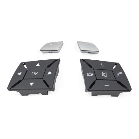Butoane pentru volan pentru Mercedes-Benz W204 W212 W207 X204 W246 W218 W176 W172 A/B/C/E/GLK/CLA, gri închis cu crom