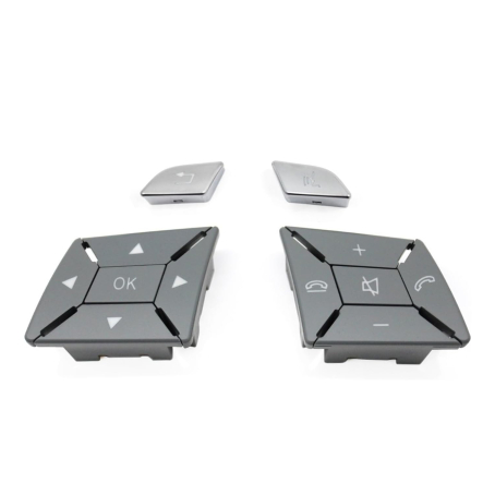 Butoane pentru volan pentru Mercedes-Benz W204 W212 W207 X204 W246 W218 W176 W172 A/B/C/E/GLK/CLA, gri cu crom
