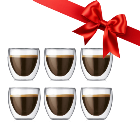 Set cadou de 6 pahare cu pereți dubli de 80 ml – design elegant și minimalist