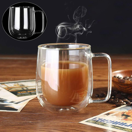 Ceașcă de ceai cu pereți dubli și mâner 350 ml