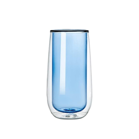 Cană de apă cu pereți dubli, albastră, cu un design elegant, 280 ml