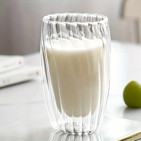 Pahar elegant pentru cocktail cu pereți dubli și design cu nervuri, 450 ml