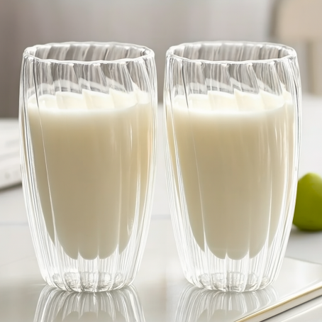 Set 2 buc. pahare cu pereți dubli de 450 ml – siluetă elegantă cu nervuri