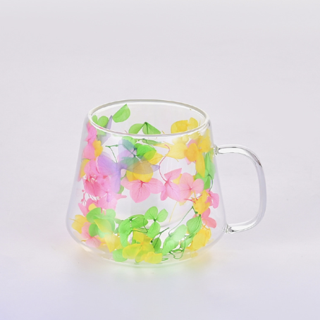 Cană multicoloră cu fund dublu și flori încorporate, 200 ml