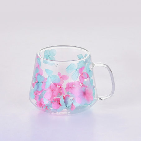 Cană multicoloră cu pereți dubli și flori încorporate, 200 ml
