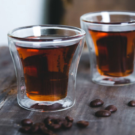 Cana de cafea elegantă și rezistentă la căldură, din sticlă cu pereți dubli, 80 ml