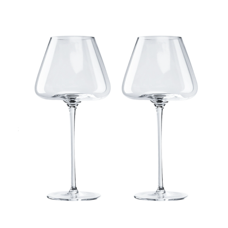Set 2 pahare de cristal simple, tip Burgund, pentru vin roșu, 710 ml