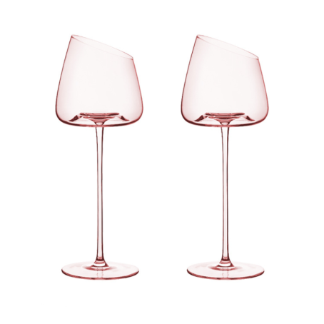 Set 2 pahare roz pentru vin roșu cu margine înclinată, 510 ml