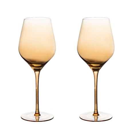 Pahare de vin cu nuanță aurie și design elegant - 440 ml, 2 bucăți