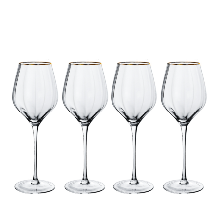 Set 4 pahare elegante de vin cu margine aurie - 420 ml, universale