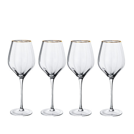 Set 4 pahare de vin cu margine aurie - 530 ml, universale
