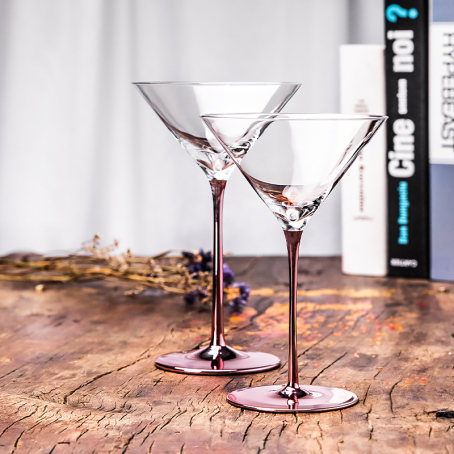 Pahar de cocktail Rose Noir - pahar de cristal pentru martini cu picior roz, 250 ml
