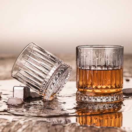 Pahar în relief cu design luxos pentru whisky, vodcă și băuturi cocktail, 210 ml