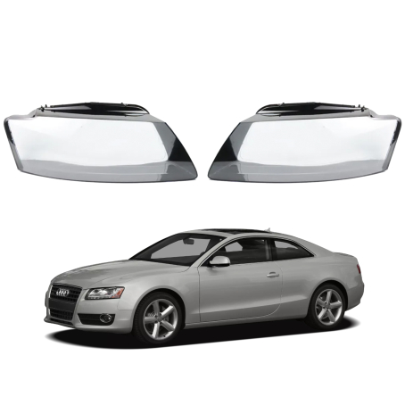 Комплект стъкла / капаци за фарове за Audi B8 A5 (09-11) , ляво и дясно 
