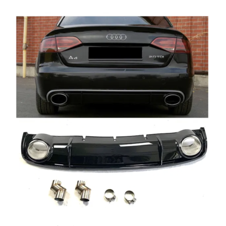 Difuzor bara spate cu aspect RS4 pentru Audi A4 B8, 2008-2012
