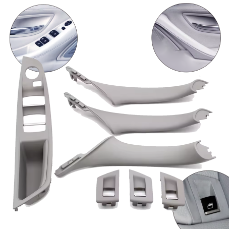 Set complet mânere interioare pentru BMW Seria 5 F10 F11, gri, piese interioare și panou fără funcție de pliere