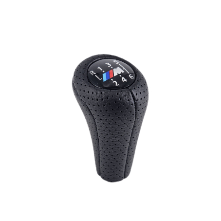 Nucă pentru schimbător de viteze din piele perforată, cu 6 viteze, cu logo M pentru BMW Seria E - DZ070