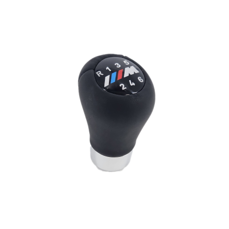 Nucă pentru schimbător de viteze din piele, cu bandă cromată, cu 6 viteze, cu logo M pentru BMW Seria E - DZ076