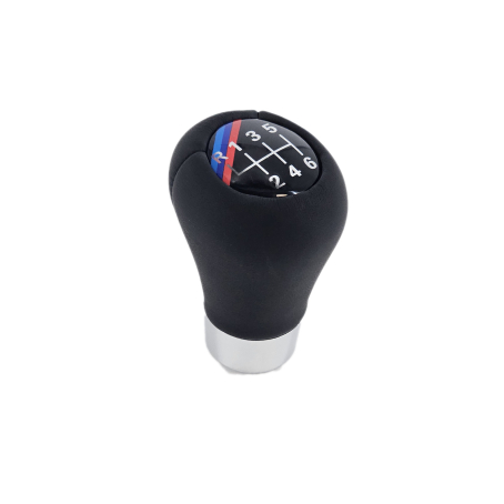 Nucă pentru schimbător de viteze din piele, cu bandă cromată M Performance, cu 6 viteze, pentru BMW Seria E – DZ080