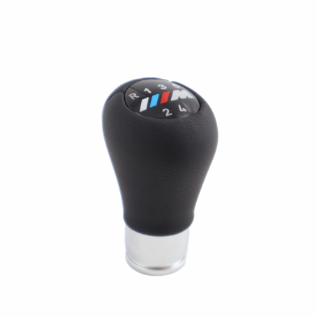 Nucă schimbător de viteze din piele neagră cu element cromat, 5 trepte cu logo M pentru BMW Seria E - DZ083