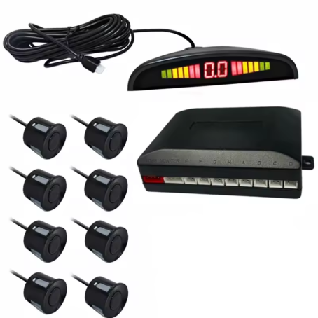 Set universal sistem de parking senzori cu 8 senzori și display LED, kit universal pentru asistent parcare față-spate