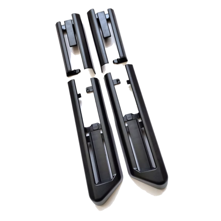 Capace decorative negre pentru șinele scaunelor la BMW Seria 5 și Seria 7 (modelele F10, F11, F07, F01, F02) FACELIFT (fabricate între anii 2013 și 2017)