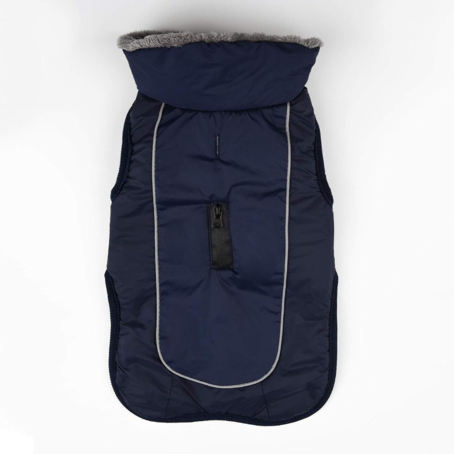 Jachetă matlasată albastră pentru câini, călduroasă și elegantă, cu protecție impermeabilă și căptușeală moale