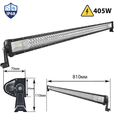 BARĂ LED 7D puternică, BARĂ LED DREPTĂ DE 405W, 810mm